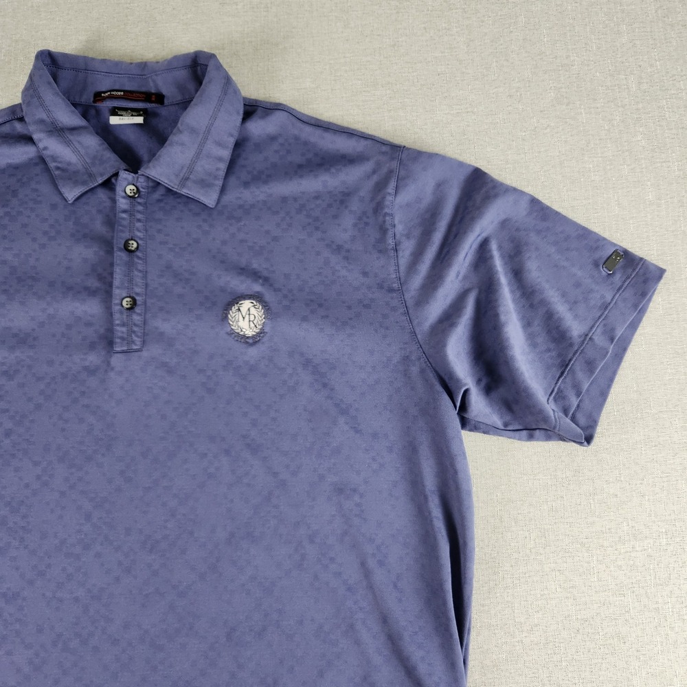 Nike Tiger Woods Collection Mens Large Dri-FIT Golf Polo Blue Mystic Rock Crest